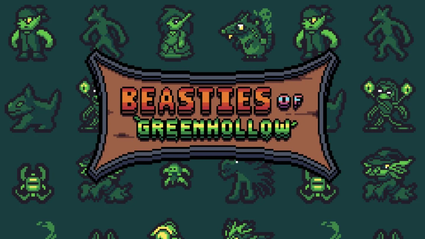 Beasties of Greenhollow screenshot- the screen is divided in two with a team of beasties on each side, ready to fight
